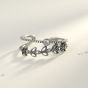 Vintage CZ Hollow Leaves doble anillo ajustable de plata esterlina 925