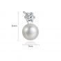 Pendientes de perlas Sterling CZ Shell Pearl 925 redondas simples
