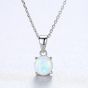 Elegant Round Created Opal 925 Sterling Silver Necklace