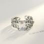 Retro Men's Twisted CZ 925 Sterling Silver Adjustable Ring
