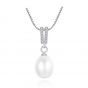 Simple Waterdrop Natural Pearl CZ 925 Sterling Silver Necklace