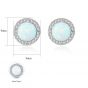 Hermosa ronda CZ creado Opal 925 aretes de plata esterlina