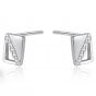 Casual CZ Hollow Rectangle 925 Sterling Silver Studs Earrings