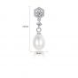 Elegantes perlas naturales CZ 925 pendientes de plata esterlina colgantes