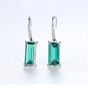 Holiday Natural Treated Crystal Rectangle CZ 925 Sterling Silver Dangling Earrings
