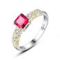 Holiday Geometry CZ Square 925 Sterling Silver Ring
