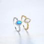 Party Oval Created Opal Twisted CZ 925 Sterling Silver Ring