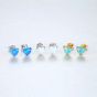 Bridesmaid Heart Created Opal 925 Sterling Silver Studs Earrings