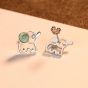 Cute Created Turquoise Animal Elephant CZ 925 Sterling Silver Studs Earrings