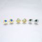 Semicircle Created Opal Round 925 Sterling Silver Stud Earrings