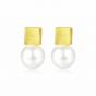 Office Round Shell Pearl Square 925 Sterling Silver Stud Earrings