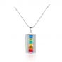 Colorful CZ Geometric Rectangle 925 Sterling Silver Necklace