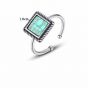 Vintage Geometry Created Turquoise Square 925 Sterling Silver Adjustable Ring