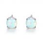 2020 New Round Created Opal CZ 925 Sterling Silver Stud Earrings