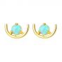 Sweet Round Created Opal Crescent Moon 925 Sterling Silver Stud Earrings