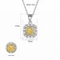 Elegant Yellow CZ Square 925 Sterling Silver Necklace