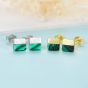 Geometry Square Created Malachite 925 Sterling Silver Stud Earrings