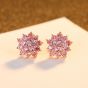 Beautiful Pink CZ Flower 925 Sterling Silver Stud Earrings