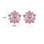 Beautiful Pink CZ Flower 925 Sterling Silver Stud Earrings