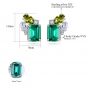 Elegant Green CZ Geometry Rectangle 925 Sterling Silver Stud Earrings