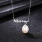 Classic Oval Natural Pearl 925 Sterling Silver Necklace