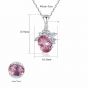 Elegant Pink CZ Flower 925 Sterling Silver Necklace