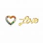 Boucles d'oreilles asymétriques en argent sterling 925 avec lettres de coeur CZ colorées