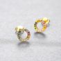 Rainbow Colorful CZ Circle 925 Sterling Silver Stud Earrings