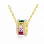 Beautiful Colorful CZ Cylinder 925 Sterling Silver Necklace