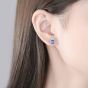 Boucles d'oreilles élégantes en argent sterling 925 avec baguette CZ Geometry bleu