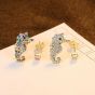 Asymmetry Colorful CZ Hippocampus 925 Sterling Silver Stud Earrings