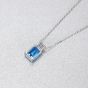 Blue CZ Baguette Geometry Elegant 925 Sterling Silver Necklace