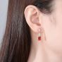 Fashion Red CZ Geometry Rectangle Heart 925 Sterling Silver Dangling Earrings