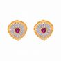 Lucky CZ Snowflake Created Ruby 925 Sterling Silver Stud Earrings