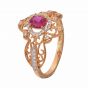 Hermoso anillo de plata esterlina 925 con flor de rubí CZ creado