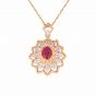 Oval Created Ruby CZ Snowflake Casual 925 Sterling Silver Pendant