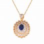 Party Oval Created Sapphire CZ Stars 925 Sterling Silver Pendant
