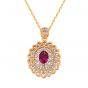 Promise CZ Created Ruby Hollow Flower 925 Sterling Silver Pendant