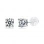 Honey Moon Four Claw Moissanite CZ 925 Sterling Silver Stud Earrings