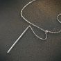 Single Long Cube Elegant Solid 925 Sterling Silver Sweater Chain Necklace (70cm)