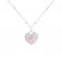 Двойное двухстороннее ношение стилей Pink CZ Heart 925 Серебряное ожерелье