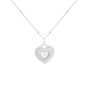 Dual Two Sides Wearing Styles Pink CZ Heart 925 Sterling Silver Necklace