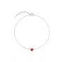 Cute Red Heart 925 Sterling Silver Anklet Girl
