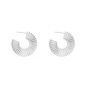Women Sector Circle 925 Sterling Silver Hoop Earrings