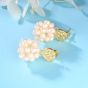 Women Freshwater Pearls Flowers 925 Sterling Silver Dangling Earrings