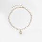 Modern Irregular Natural Pearl Opal 925 Sterling Silver Necklace