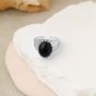 Geometry Black Created Agate 925 Sterling Silver Adjustable Ring