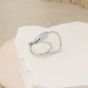 Fashion Irregular Ellipse Double Layer 925 Sterling Silver Adjustable Ring
