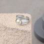 Women Round Natural Pearl 925 Sterling Silver Adjustable Ring