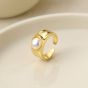 Women Round Natural Pearl 925 Sterling Silver Adjustable Ring